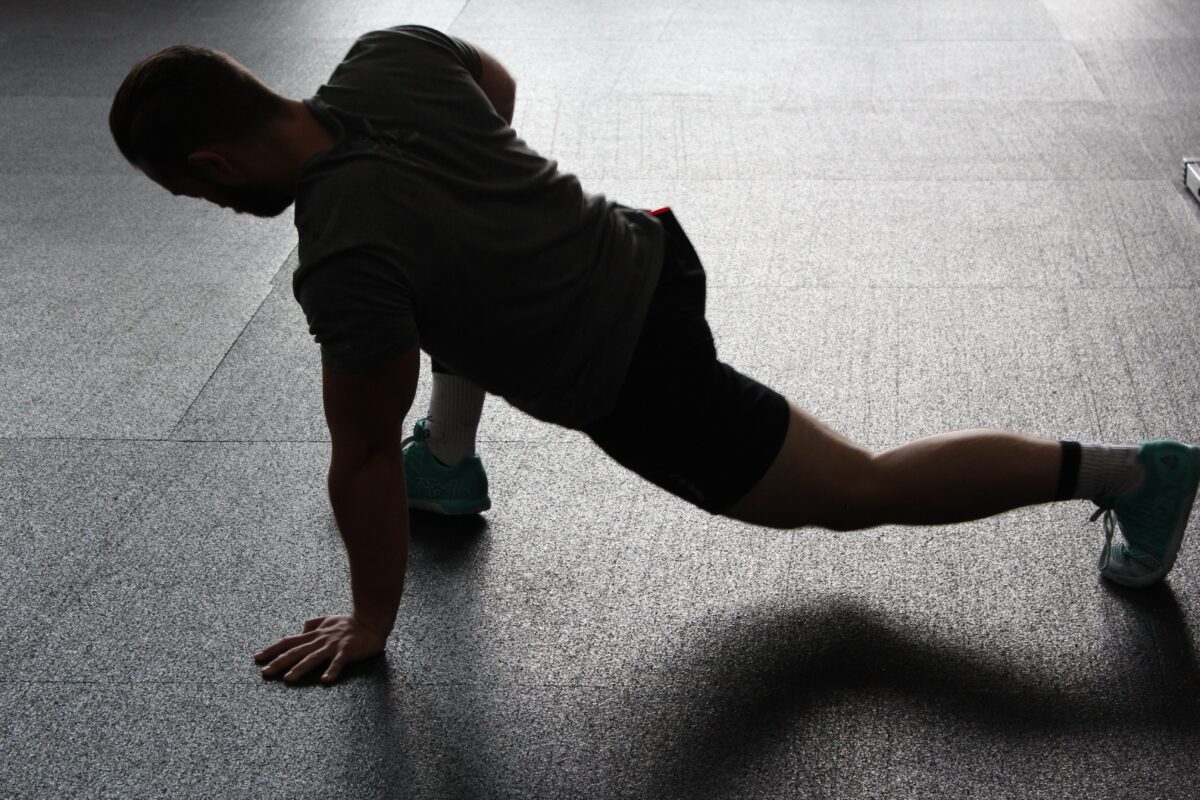 Man stretching in lunge position