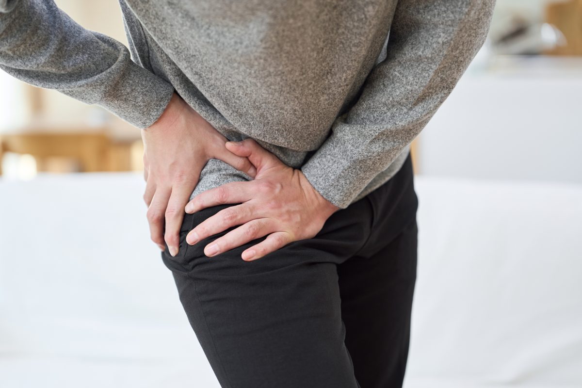 closeup of person with hip pain